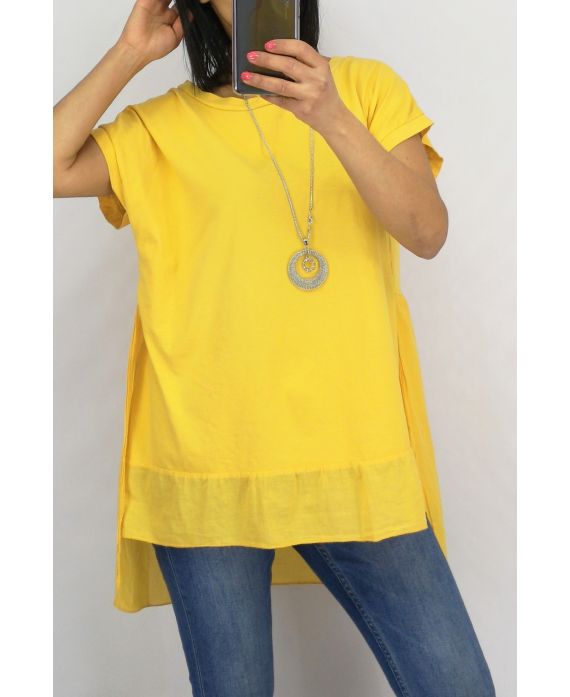 TUNIC BI-MATTER + NECKLACE 0651 YELLOW