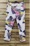 PANTALON JOGG 0665 BLANC FLEURS