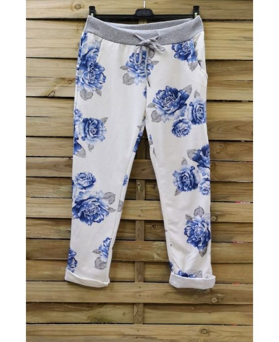 PANTALON JOGG 0665 FLEURS BLEU