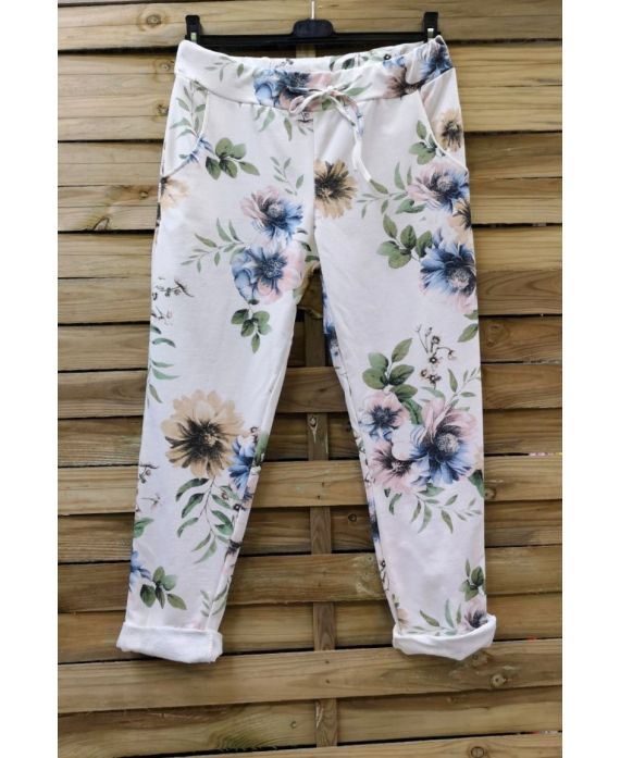 PANTALON JOGG 0665 FLEURS ROSE