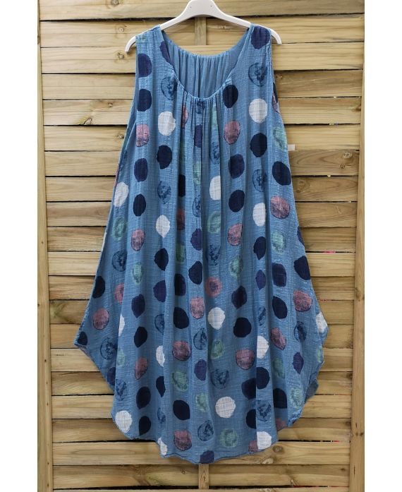 KLEID GESCHNITTEN BEDRUCKTE 0673 BLAU