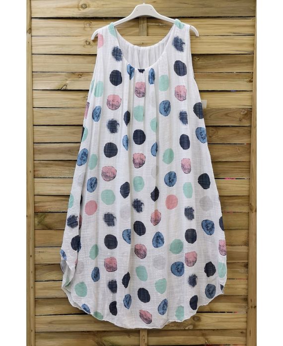 ROBE AMPLE IMPRIMEE 0673 BLANC