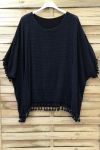 TUNIC OVERSIZE HAS FRINGES 0671 BLACK