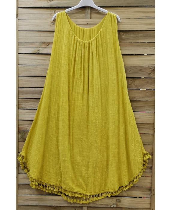 ROBE AMPLE A FRANGES 0674 JAUNE