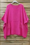 LARGE SIZE TUNIC SEQUINS 0672 FUSHIA