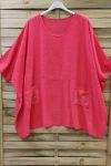 LARGE SIZE TUNIC SEQUINS 0672 CORAL