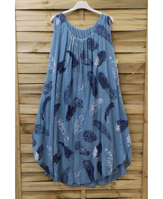 KLEID GESCHNITTEN BEDRUCKTE 0670 BLAU