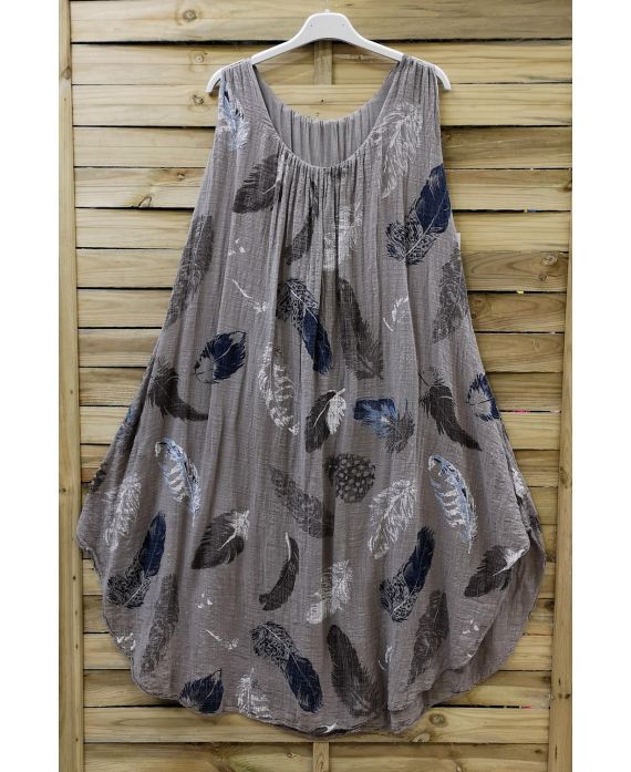 DRESS LOOSE-FITTING PRINTED 0670 TAUPE