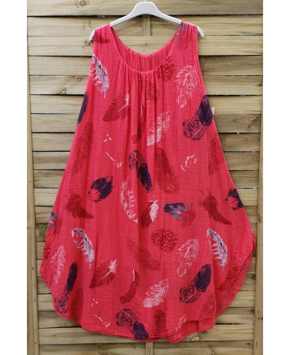 DRESS LOOSE-FITTING PRINTED 0670 CORAL