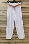 LOT 2 X PANTALONS + CEINTURE 0690 BLANC