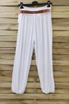 LOT 2 X PANTALONS + CEINTURE 0690 BLANC