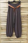 LOT 2 X PANTALONS + CEINTURE 0690 CHOCOLAT