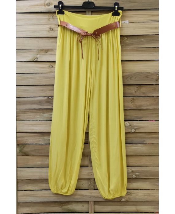 LOT 2 X PANTS + BELT 0690 YELLOW