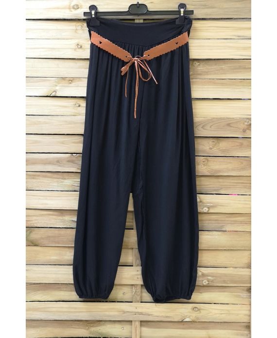 LOT 2 X PANTALONS + CEINTURE 0690 NOIR