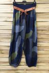 LOT 2 X PANTS PRINTED + BELT 0691 NAVY BLUE