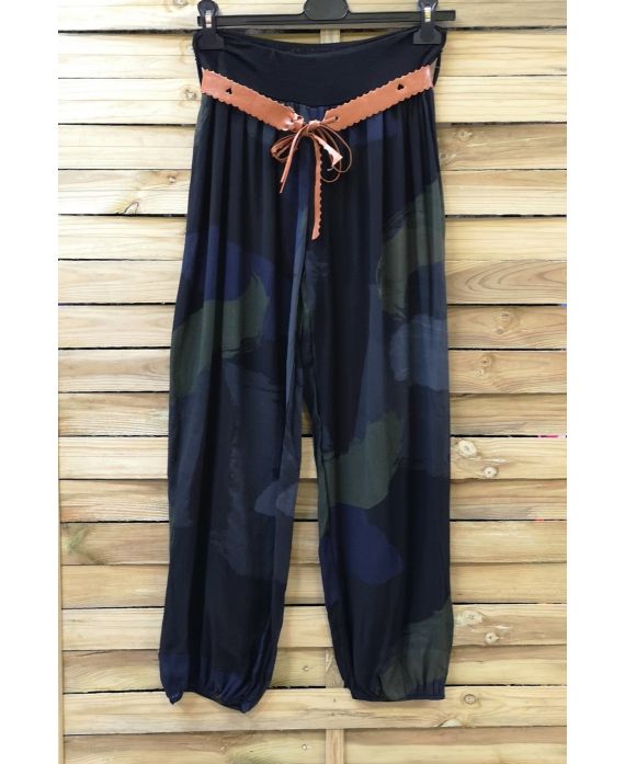 LOT 2 X PANTS PRINTED + BELT 0691 BLACK