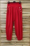 PANTALON BOUTONS 0689 ROUGE