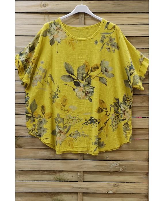 TOP COTON FLEURS 0677 JAUNE