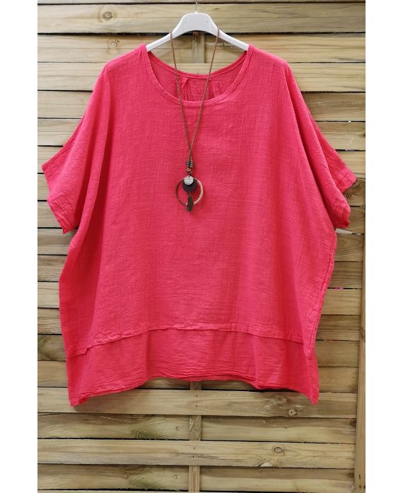 LARGE SIZE TUNIC BI-MATTER 0679 CORAL