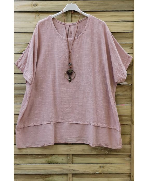 LARGE SIZE TUNIC BI-MATTER 0679 ROSE