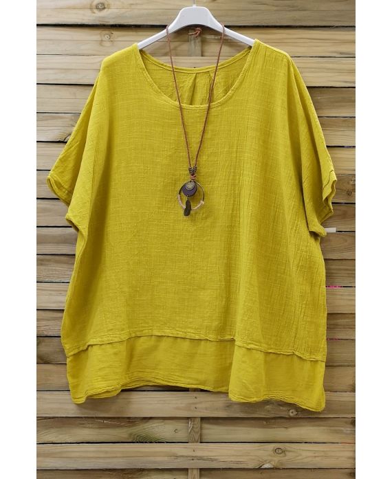 GRANDE TAILLE TUNIQUE BI-MATIERE 0679 JAUNE