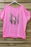 T-SHIRT BEFLOCKUNG FEDERN, DIE SCHULTERN FANTASIE 0664 NEON PINK