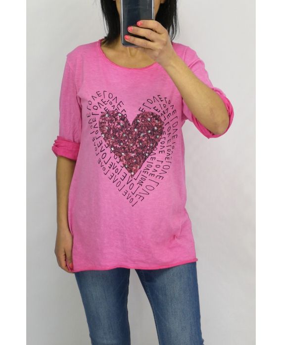 T-SHIRT HEART 0728 PINK