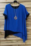 DI GRANDI DIMENSIONI TUNICA + COLLANA 0717 BLU ROYAL