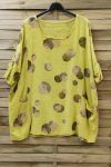 LARGE SIZE TUNIC PRINTED POCKETS 0714 YELLOW