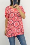 T-SHIRT IN LINO STAMPA 0701 CORALLO