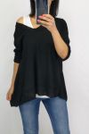 SWEATER 2 IN 1 BACK BUTTONS 0536 BLACK