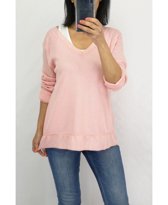 SWEATER 2 IN 1 BACK BUTTONS 0536 PINK