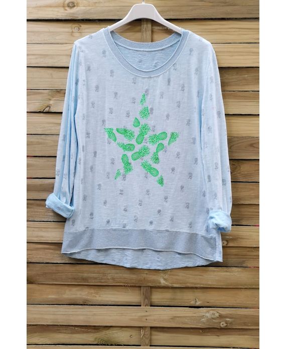 T-SHIRT, ANANAS-6095 AZUR