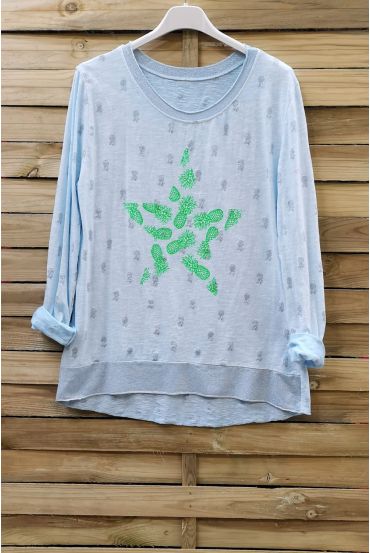 T-SHIRT, ANANAS-6095 AZUR