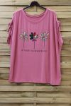 DI GRANDI DIMENSIONI T-SHIRT FLOAGE FIORI 0787 ROSA