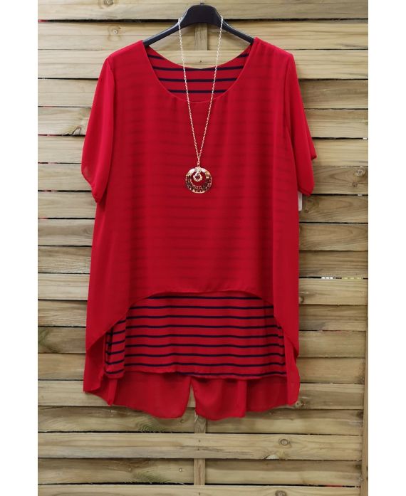 LARGE SIZE TUNIC CLOAKING RAYEE 0786 RED