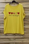 DI GRANDI DIMENSIONI T-SHIRT CUORE 0781 GIALLO