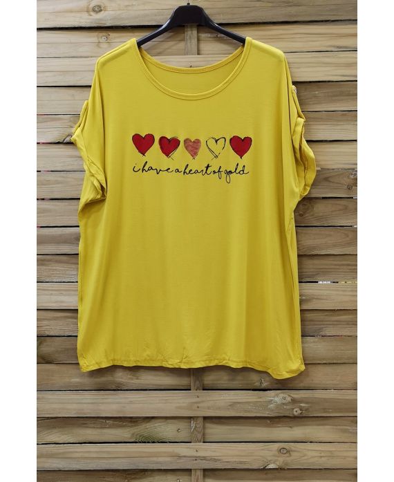 GRAN TAMAÑO DE LA CAMISETA DEL CORAZÓN 0781 AMARILLO