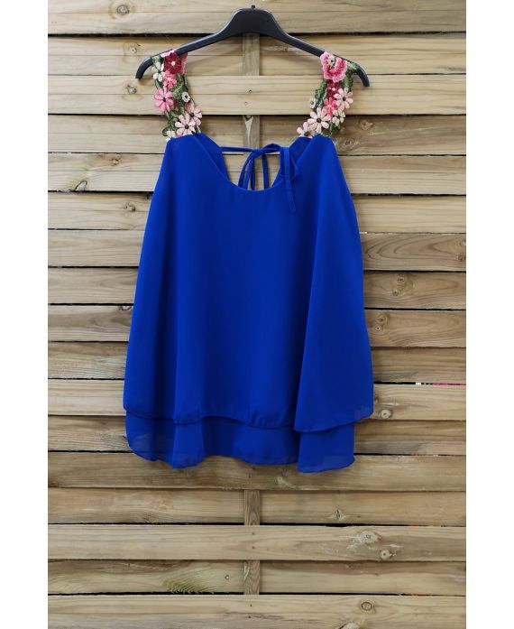 TOP SIN TIRANTES FLORAL 0792 AZUL REAL