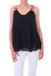 TOP SIN TIRANTES FLORAL 0792 NEGRO