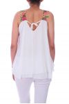 TOP SENZA SPALLINE FLOREALE 0792 BIANCO