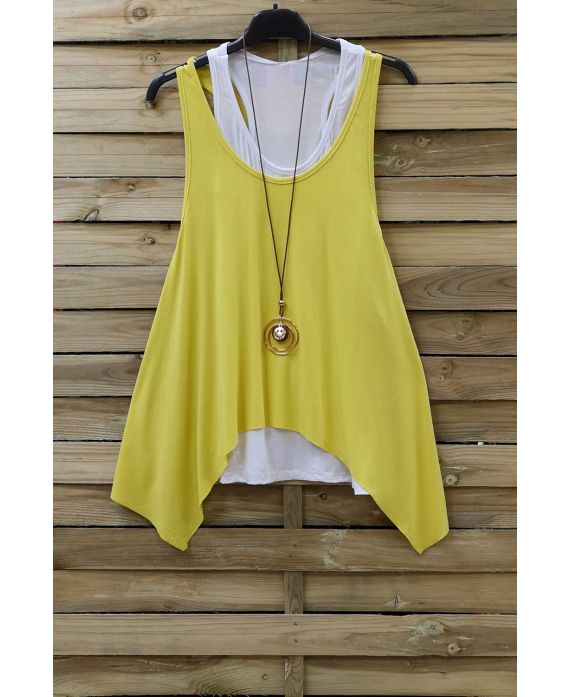 TOP 2 PEZZI + COLLANA 0808 GIALLO