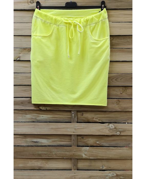 JUPE EFFET DELAVE 2 POCHES 0809 JAUNE FLUO