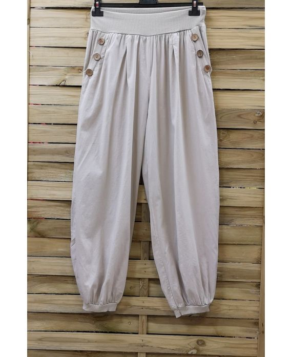 HIGH WAIST PANTS 2 POCKETS BUTTONS 0815 BEIGE