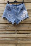 Korte BROEK JEANS LACE x 3-0093 BLAUW