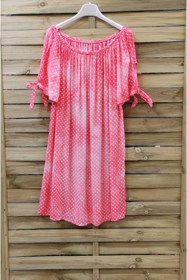 NECKLINE DRESS ELASTIQUEE 0819 CORAL