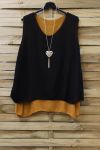 LARGE SIZE TOP BI-COLOR + NECKLACE 0827 N YELLOW