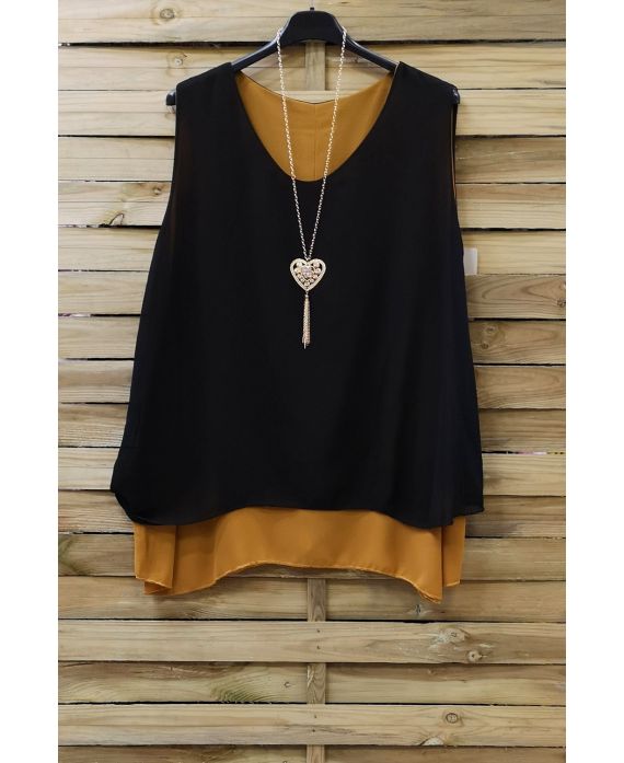 LARGE SIZE TOP BI-COLOR + NECKLACE 0827 N YELLOW