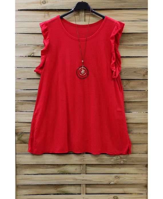 GRANDE TAILLE TOP + COLLIER 0831 ROUGE