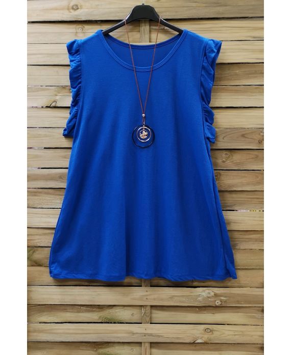 GRANDE TAILLE TOP + COLLIER 0831 BLEU ROYAL